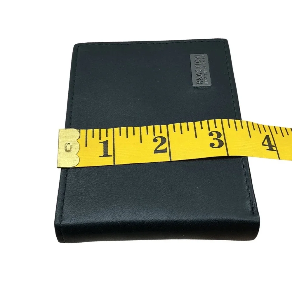 Kenneth Cole Reaction Mens Black Leather Bifold Wallet ID Window Card Case